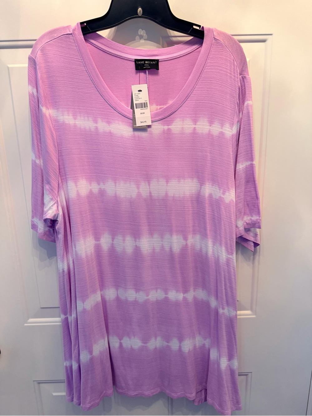 Lane Bryant Lavender/White Tie-Dye Swing Top